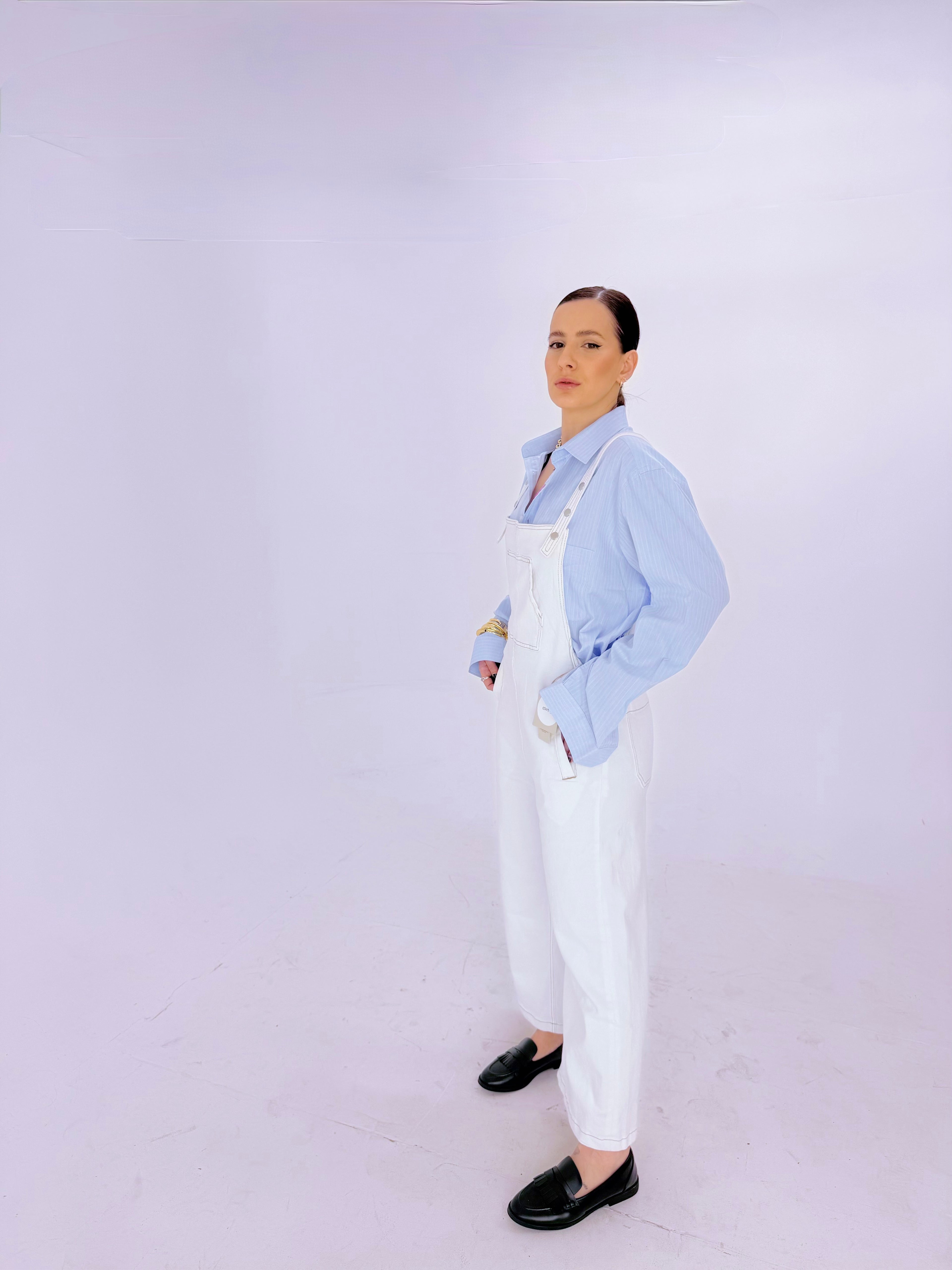White Denim Salopette