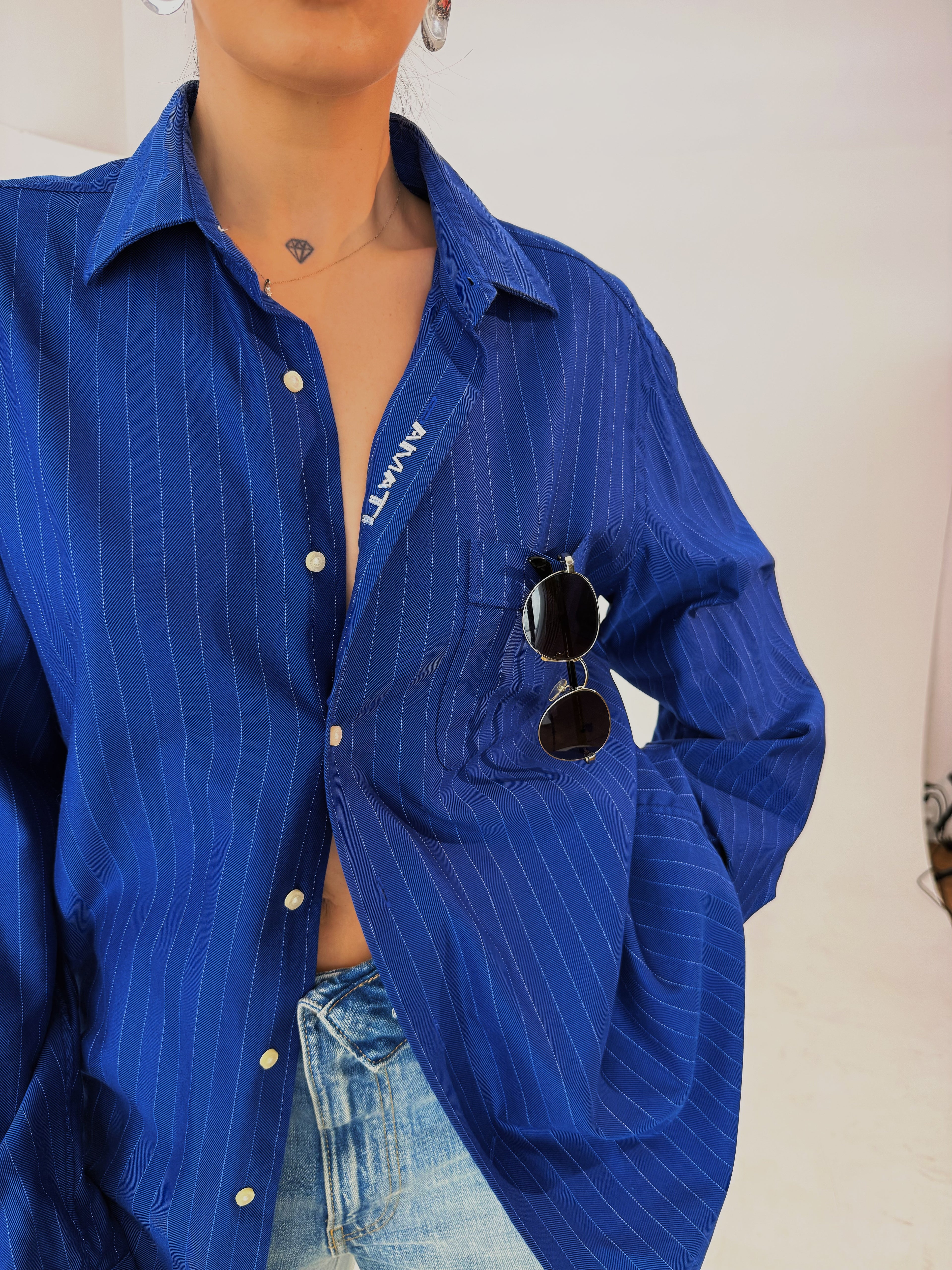 Amati shirt- blu gessato
