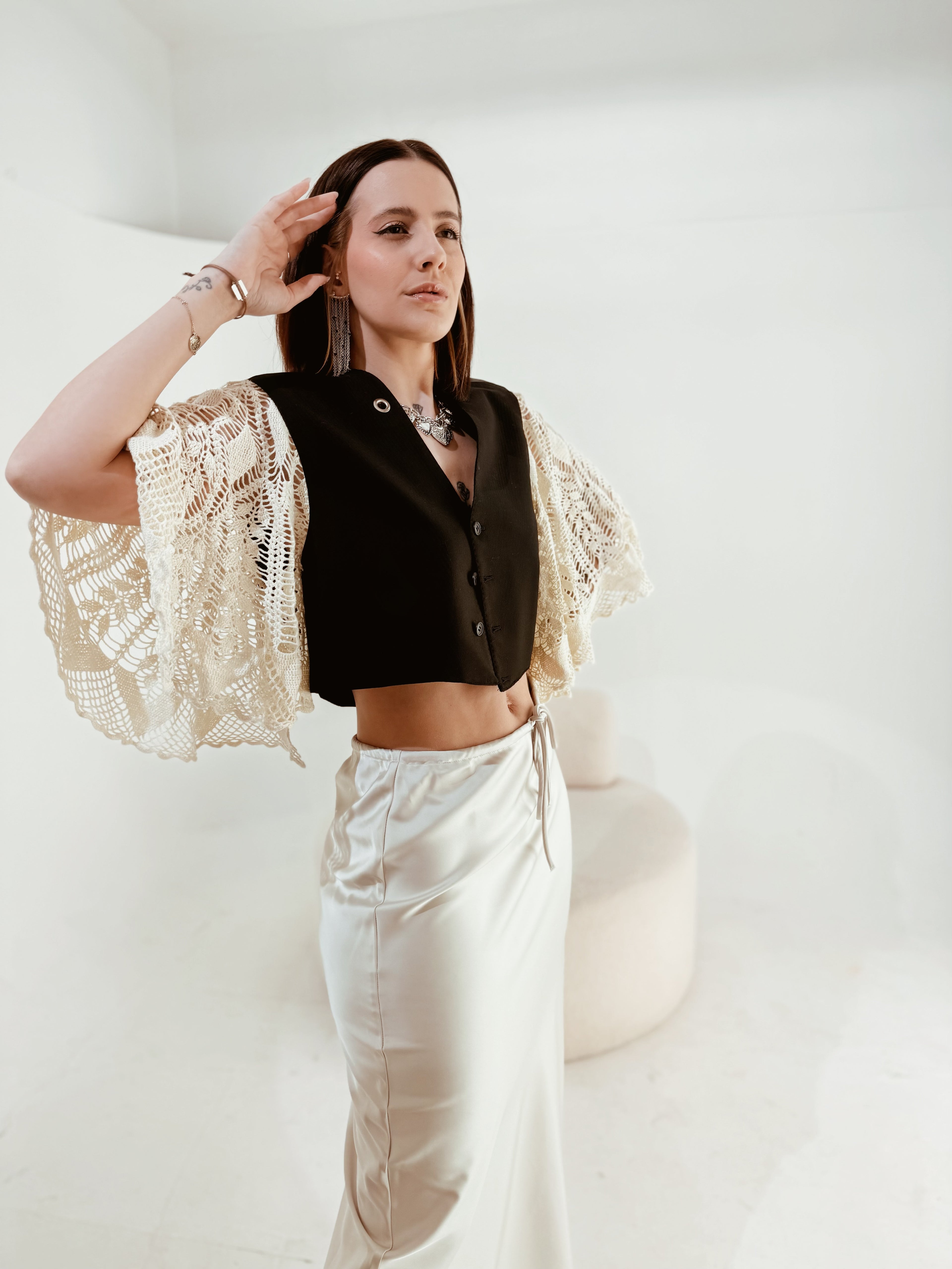 Gilet Reworked Carlo Pignatelli con Maniche in Pizzo Crochet