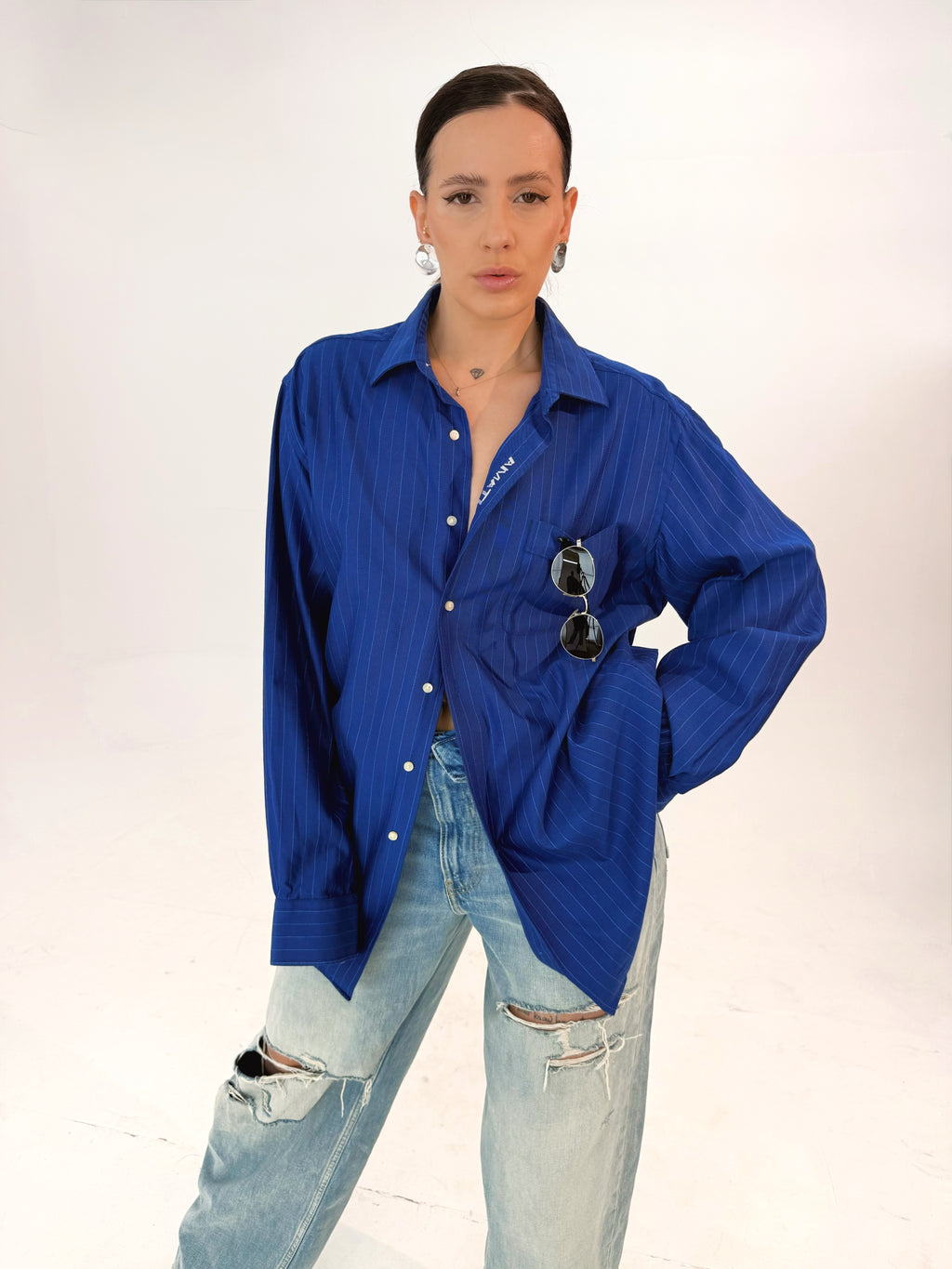 Amati shirt- blu gessato