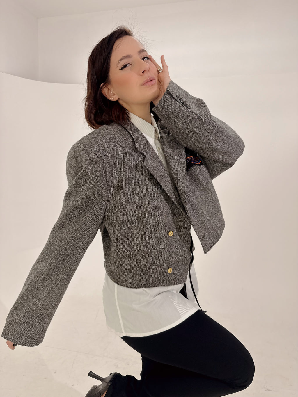 Blazer vintage reinterpretato-eleganza materica