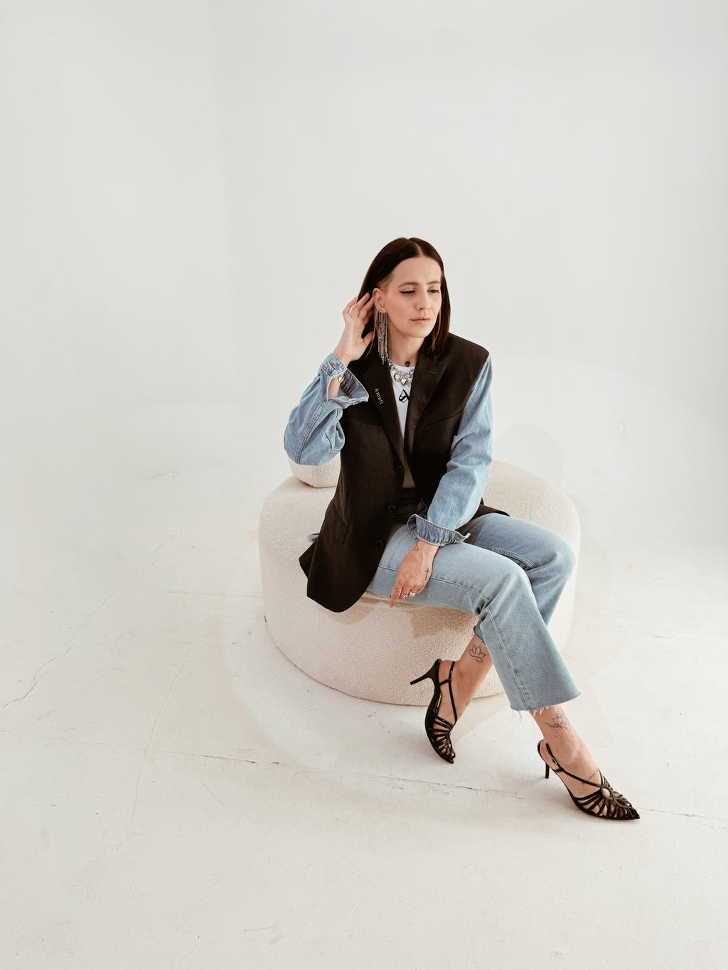 Blazer Reworked con Maniche in Denim
