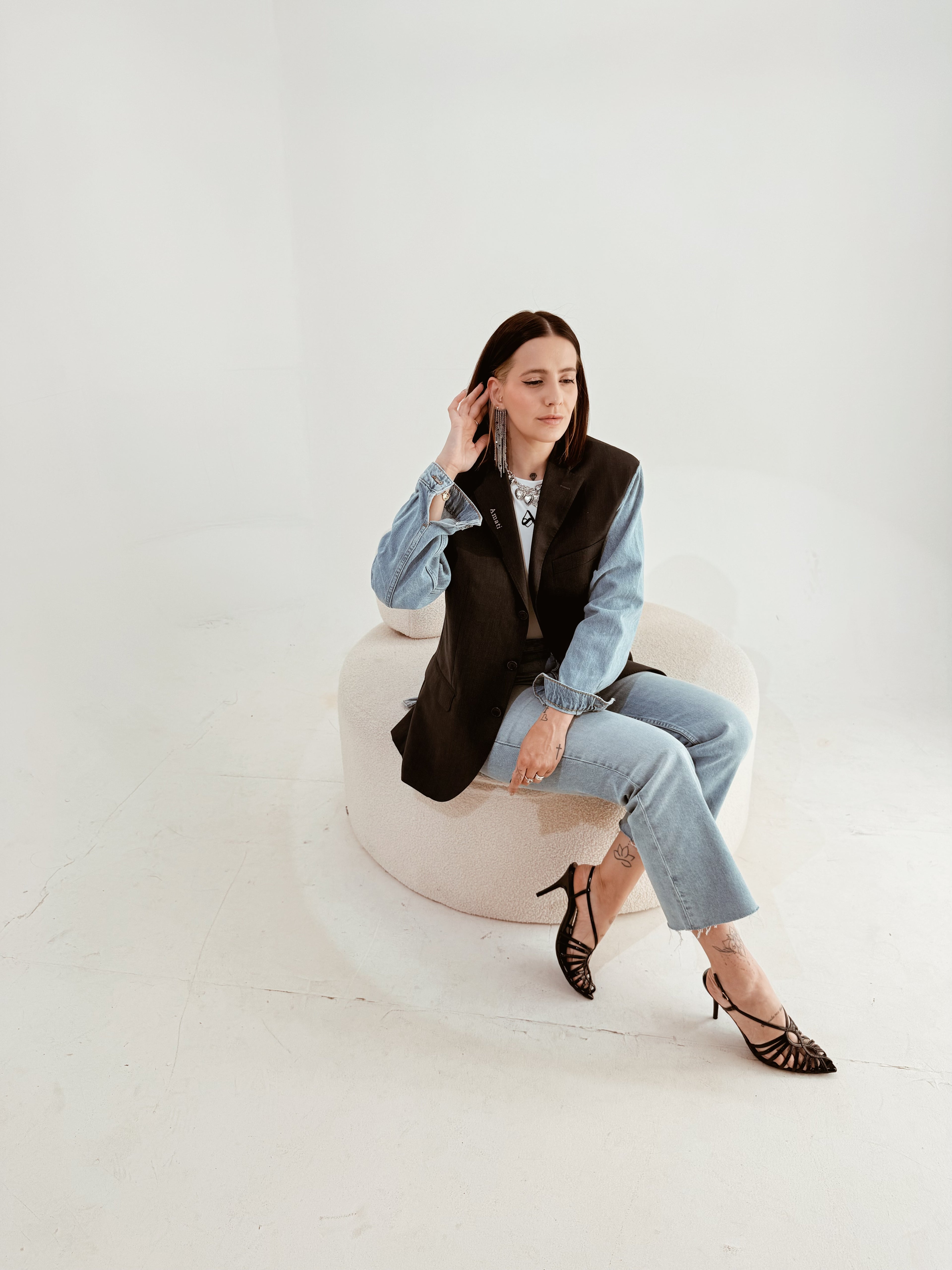 Blazer Reworked con Maniche in Denim