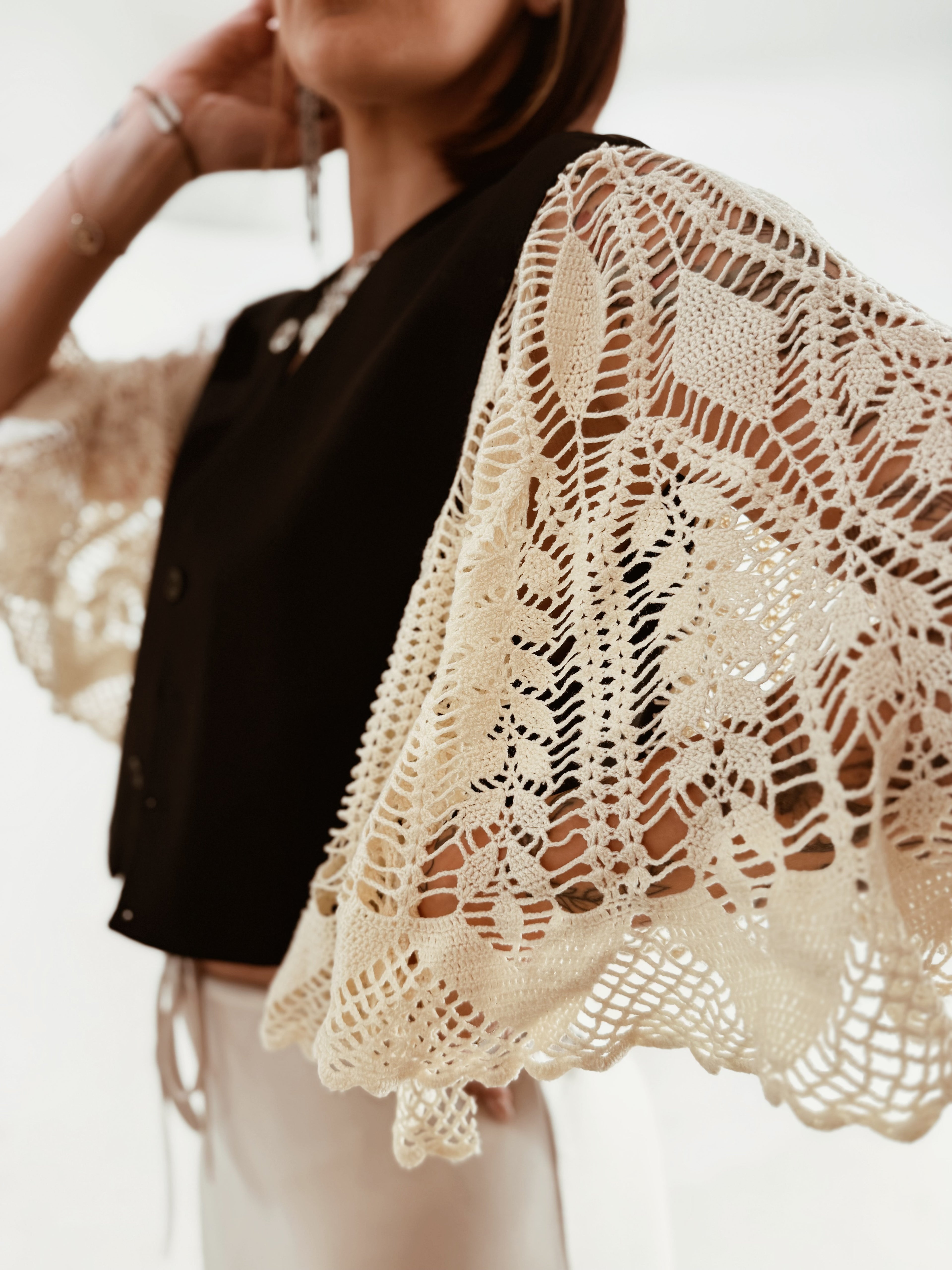Gilet Reworked Carlo Pignatelli con Maniche in Pizzo Crochet