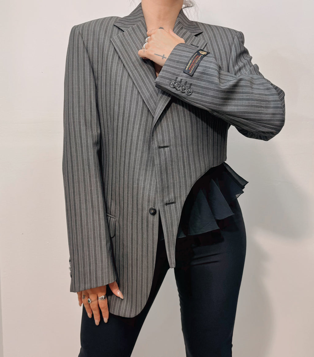 Blazer Gessato Oversize Asimmetrico