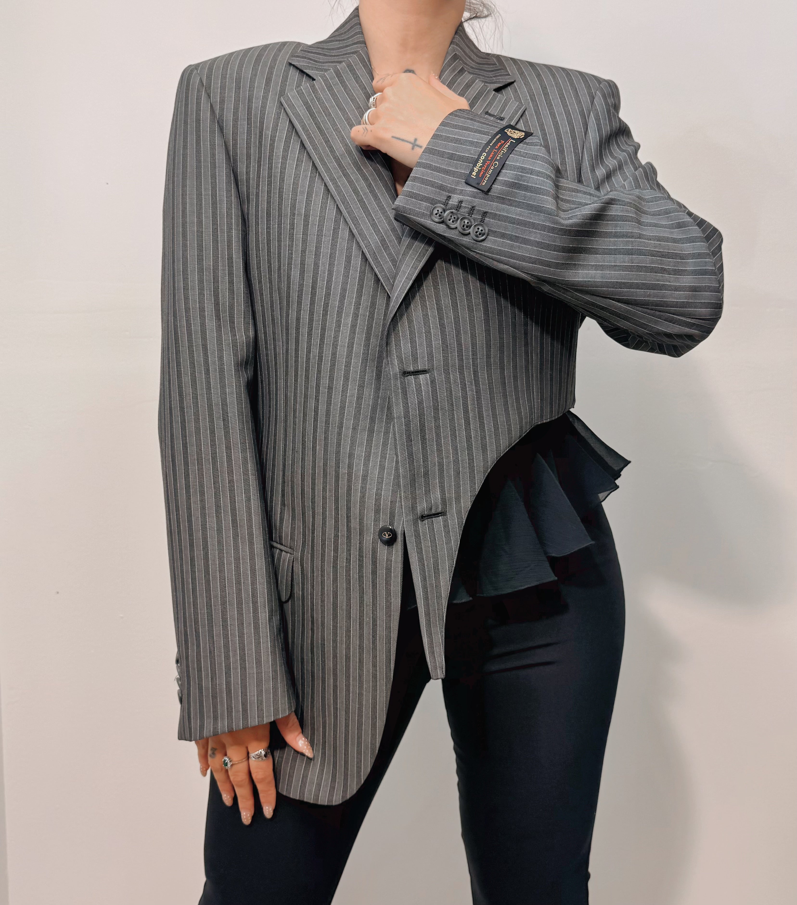 Blazer Gessato Oversize Asimmetrico