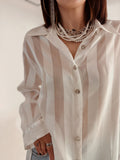 Camicia Sartoriale Vintage in Satin a Righe