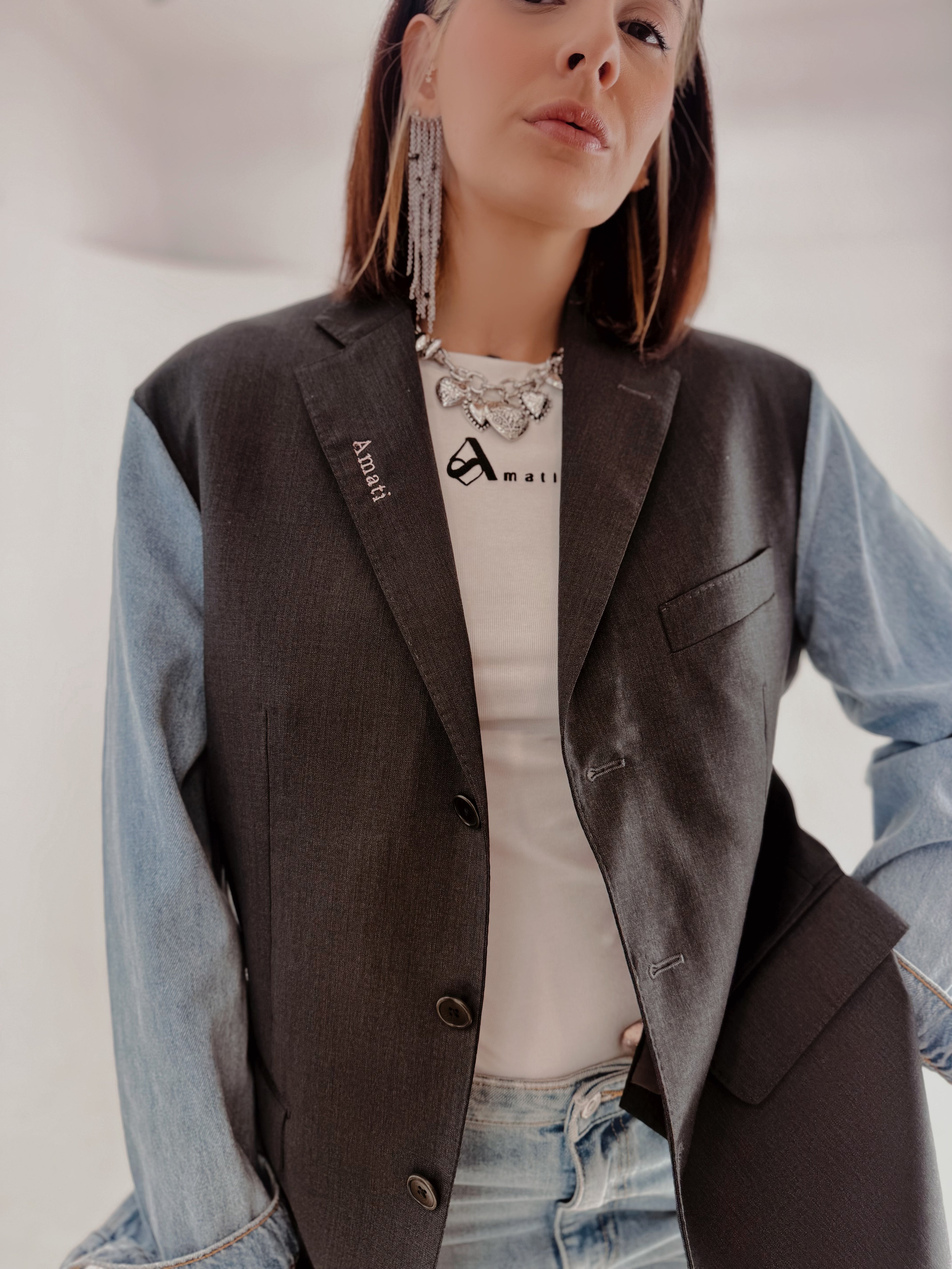 Blazer Reworked con Maniche in Denim