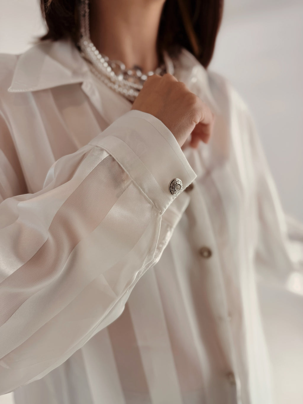 Camicia Sartoriale Vintage in Satin a Righe