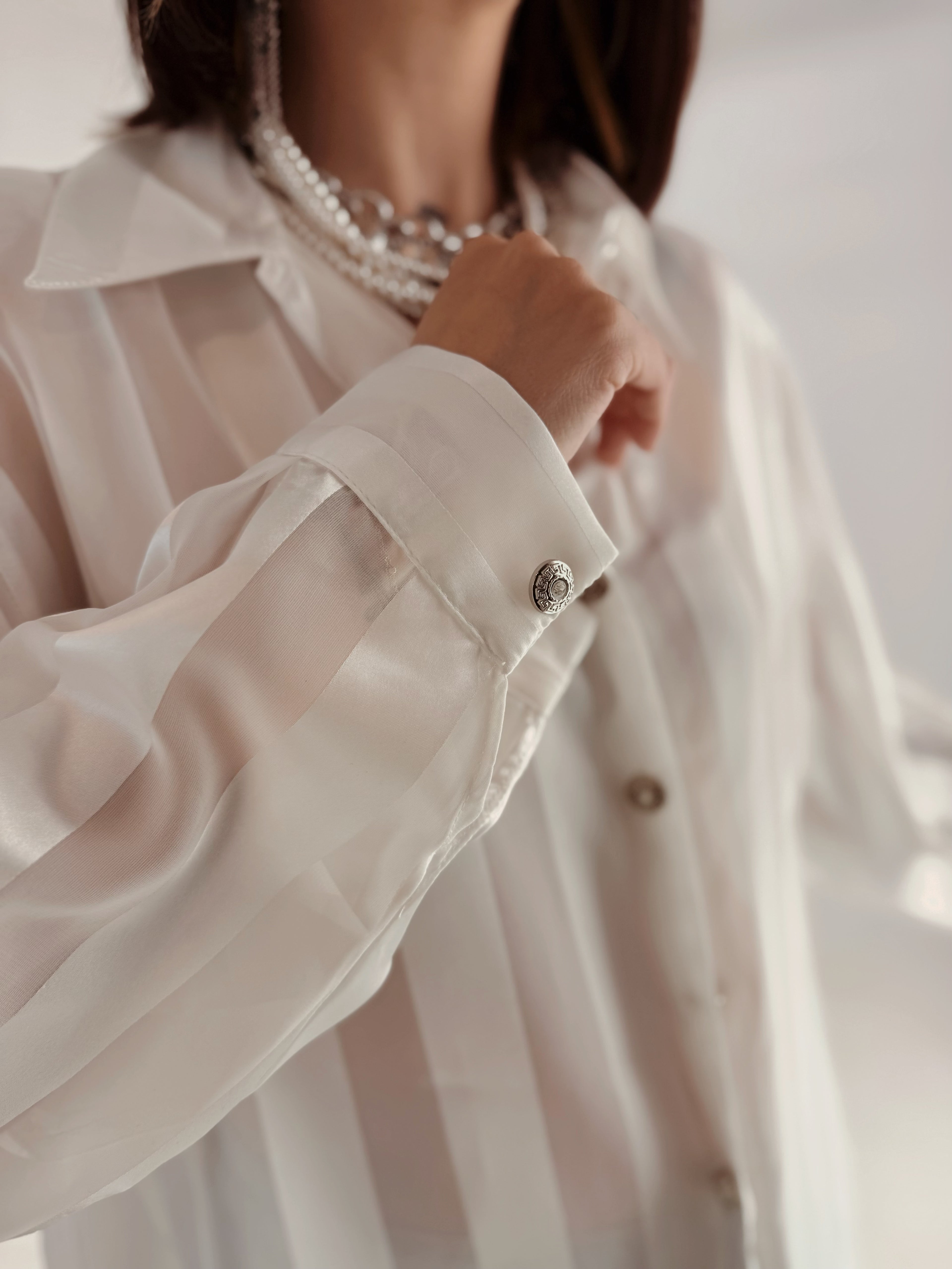 Camicia Sartoriale Vintage in Satin a Righe