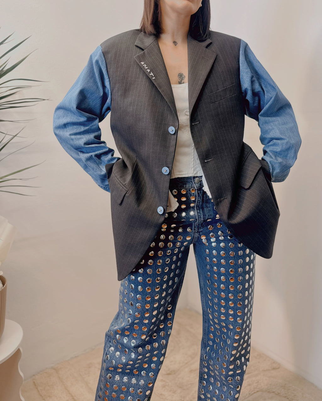 Blazer vintage gessato Reworked